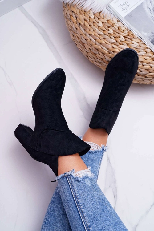 Botki Damskie Na Obcasie Sergio Leone Czarne BT525