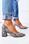 Skórzane Czółenka Ze Zwierzęcym Wzorem Lewski Shoes 2801 Czarno-Niebieskie