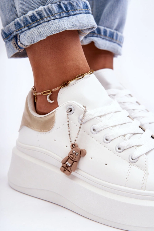 Damskie Buty Sportowe Na Masywnej Platformie Biało-Złote Mariell