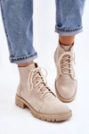Botki Na Płaskim Obcasie Lewski Shoes 3285 Jasnobeżowe