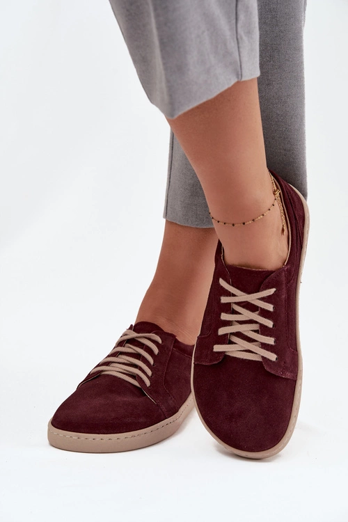 Trampki Typu Barefoot Z Naturalnego Zamszu Zazoo 314 Bordowe