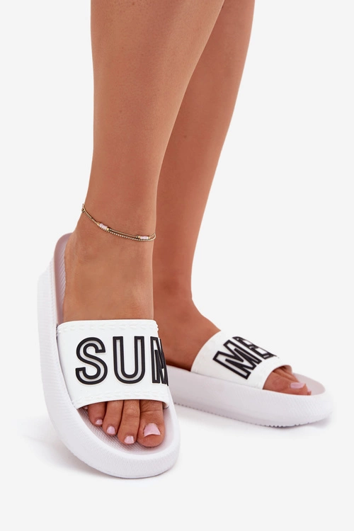 Klapki Damskie Na Grubej Podeszwie SUMMER Vinceza 76051 Białe