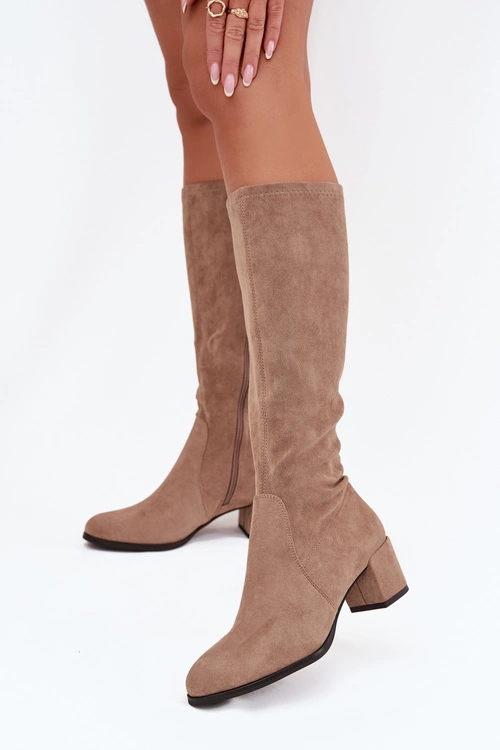 Klasyczne Eko Zamszowe Kozaki Sergio Leone KZ205 Beżowe