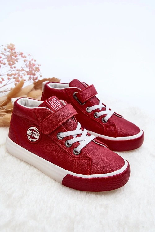 Skórzane Dziecięce Trampki Big Star EE374004 Czerwone