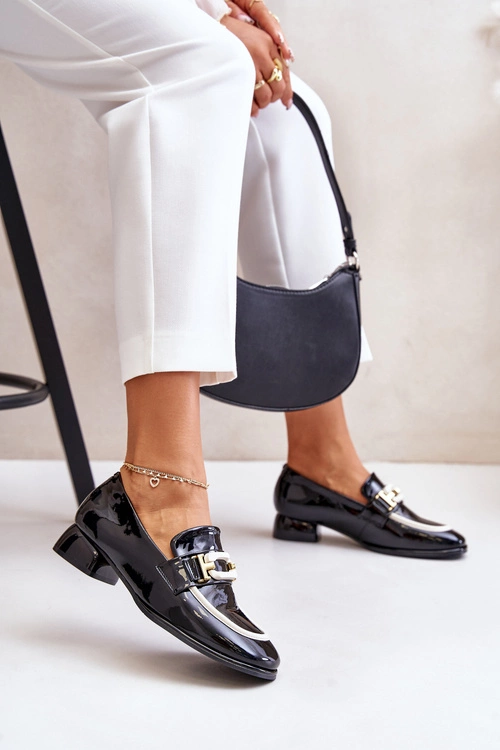 Lakierowane Półbuty Damskie Na Klocku Artiker 55C0104 Czarne