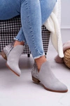 Damskie Skórzane Botki Maciejka Szare 04091-03