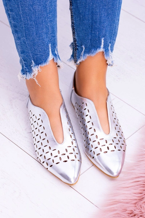 Lu Boo Srebrne Damskie Wsuwane Półbuty Synthia