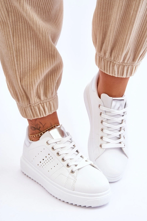 Damskie Sportowe Buty Biało-Srebrne Be First!