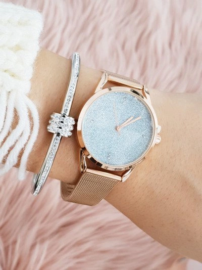 Michael John Damski Zegarek Bransoleta Brokat Rapter Złoty Róż