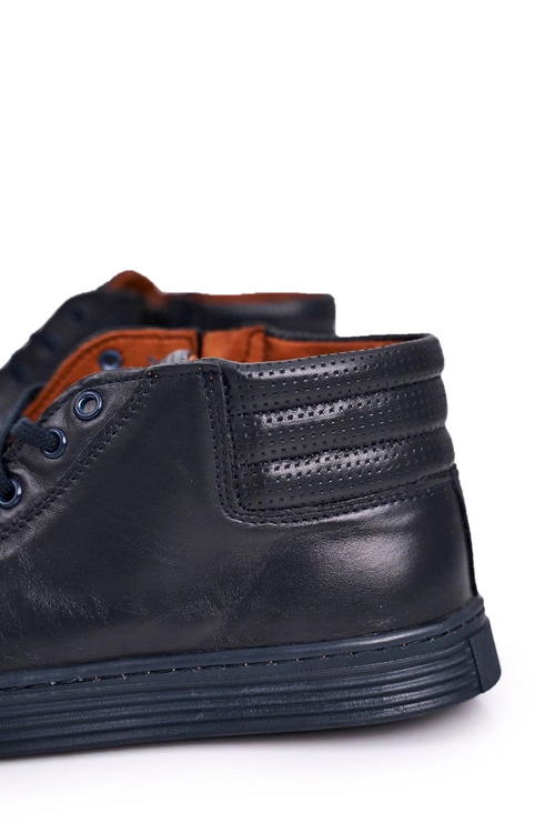 Męskie Skórzane Półbuty Tenisówki BEDNAREK Granatowe