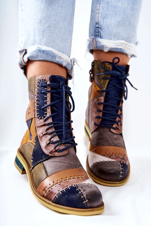 Botki Skórzane Sztyblety Maciejka Wielokolorowe 05095-39