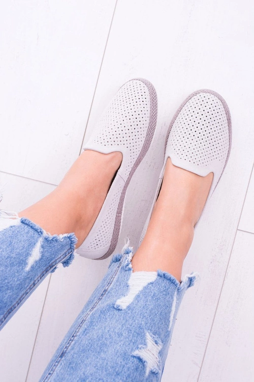 Damskie Ażurowe Szare Balerinki Eparo