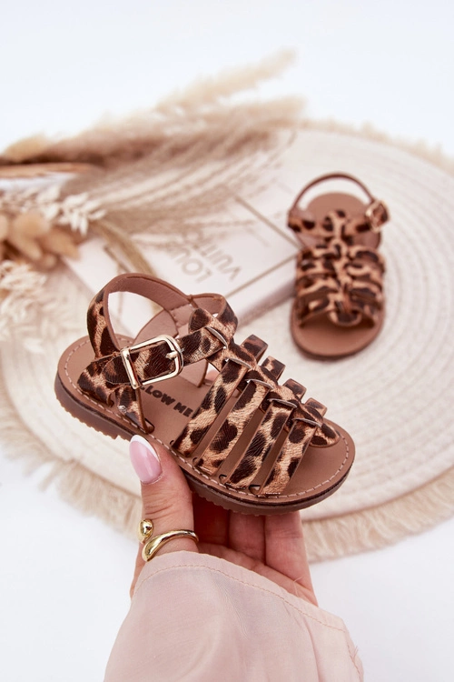 Sandałki Dziecięce Dziewczęce Z Eko Skóry Panterka Mariana