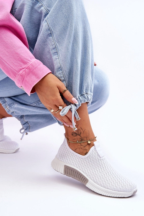 Klasyczne Wsuwane Buty Sportowe Białe Frankie