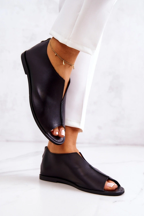 Skórzane Półbuty Na Suwak Nicole 2718/001 Czarne