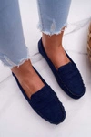 Mokasyny Damskie Granatowe Zamszowe Bolero