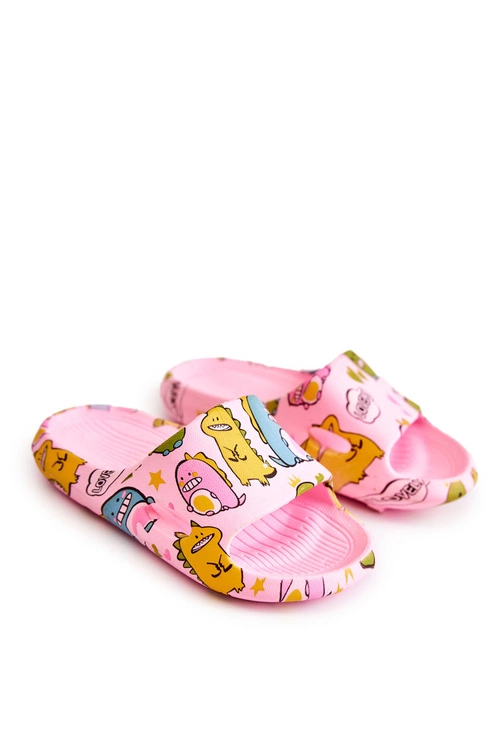 Lekkie Dziecięce Klapki Dinozaury Różowe Astro