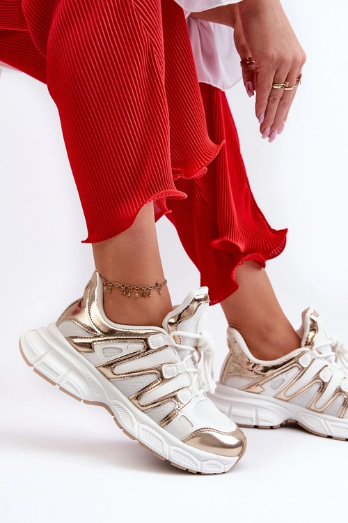 Sneakersy Damskie Biało-Złote Ahmani