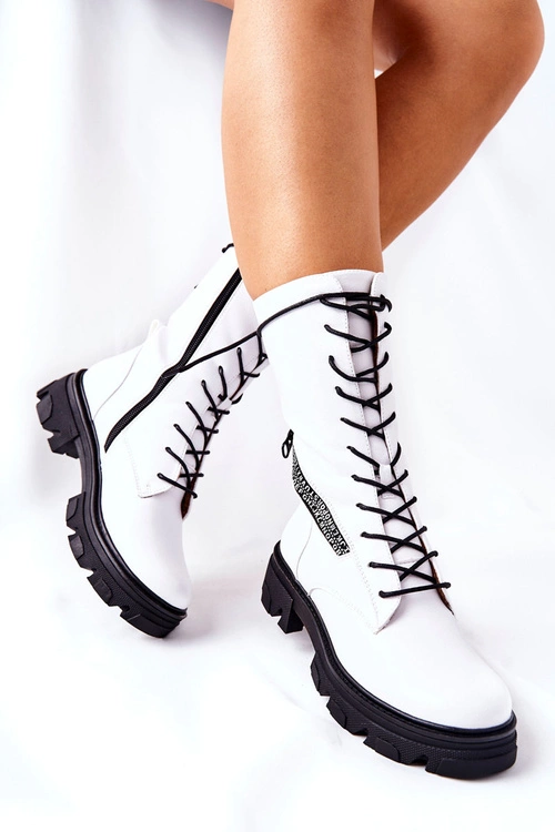 Botki Trapery Glany Sergio Leone TR747 Białe