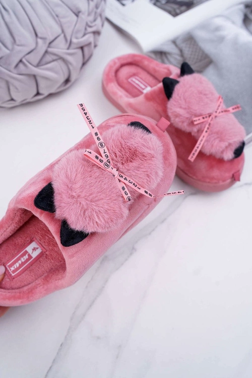 Papcie Damskie Z Futerkiem Kotek Czerwone Kitty