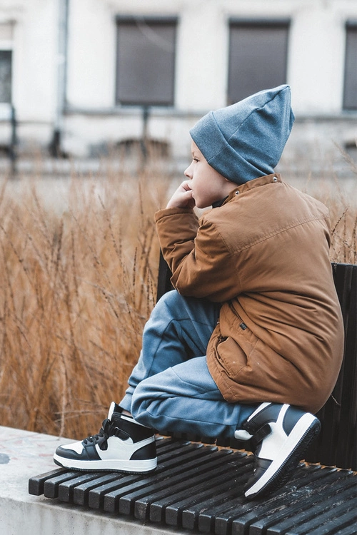 Wysokie Dziecięce Buty Sportowe Biało-Czarne Teredite