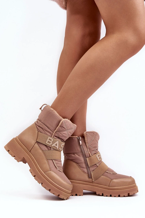 Damskie Śniegowce Na Suwak Ocieplane Beżowe Zeva