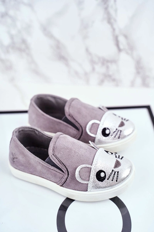 Trampki Dziecięce Wsuwane Z Myszką Szare Candys