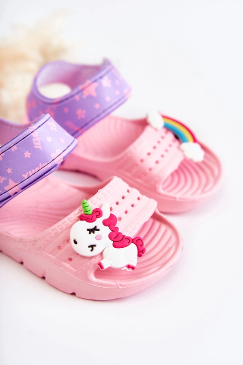 Dziecięce Lekkie Sandały Z Ozdobami Różowo-Fioletowe Trusty