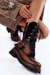 Skórzane Wysokie Botki Workery Maciejka 05586-29 Brązowo-Czarne