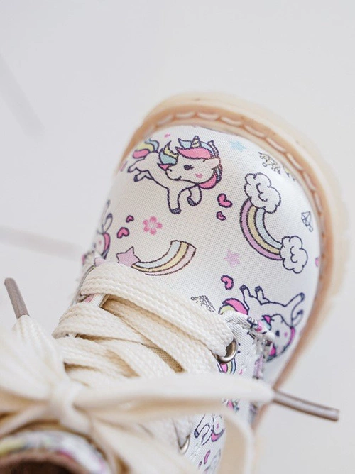 Ocieplane Botki Dziecięce Na Suwak Beżowe Dolida - Kucyki