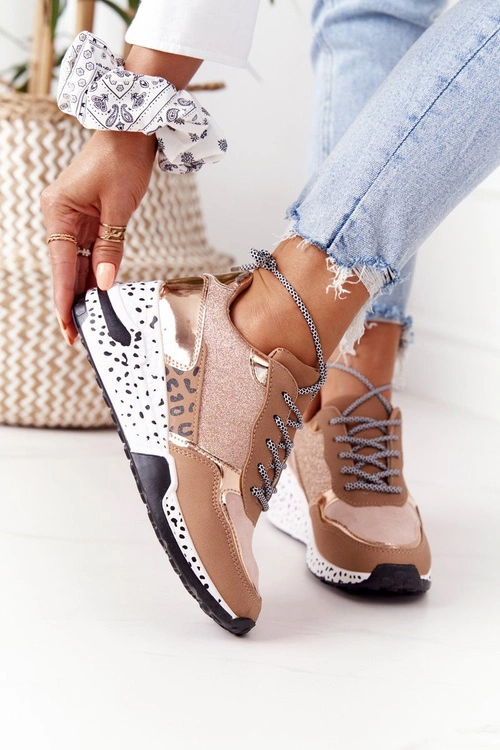 Damskie Sneakersy Na Koturnie Różowe Złoto Avery