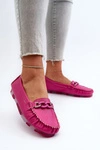 Skórzane Mokasyny Damskie Z Ozdobą Fuksja S.Barski LR339