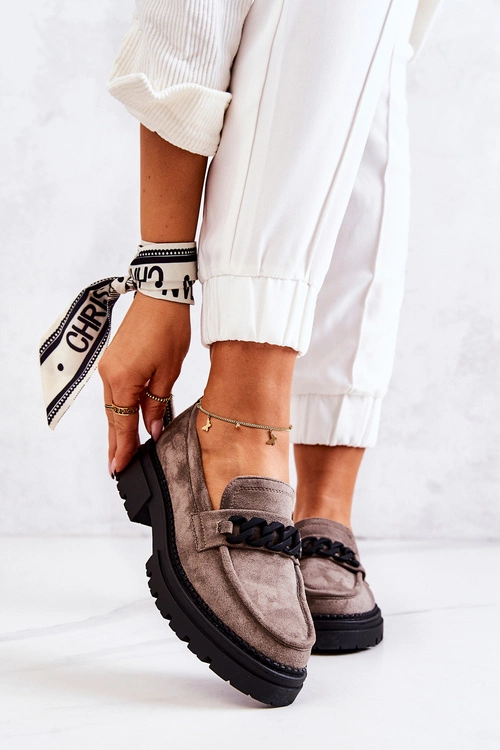 Zamszowe Półbuty Loafery La.Fi Szare Sapphira