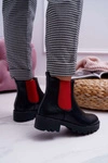 Damskie Botki Sztyblety Czerwone Gumki Czarne Superpower