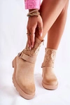 Ażurowe Wiosenne Botki Na Suwak Z Łańcuchem Beżowe Chantelle