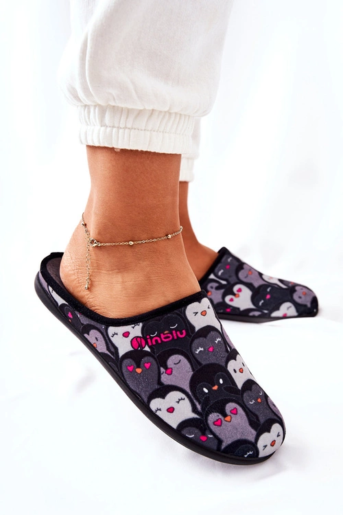 Papcie Klapki Befado Pingwinki 155D202 Czarne