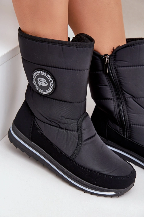 Damskie Śniegowce Na Zamek Progress PROGJ-21-09 Czarne