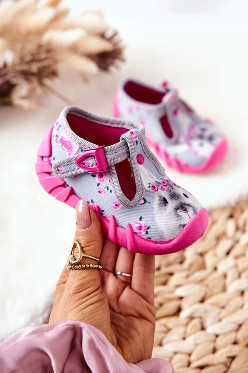 Buty Papcie Befado Króliczek 110P425 Szaro-Różowe