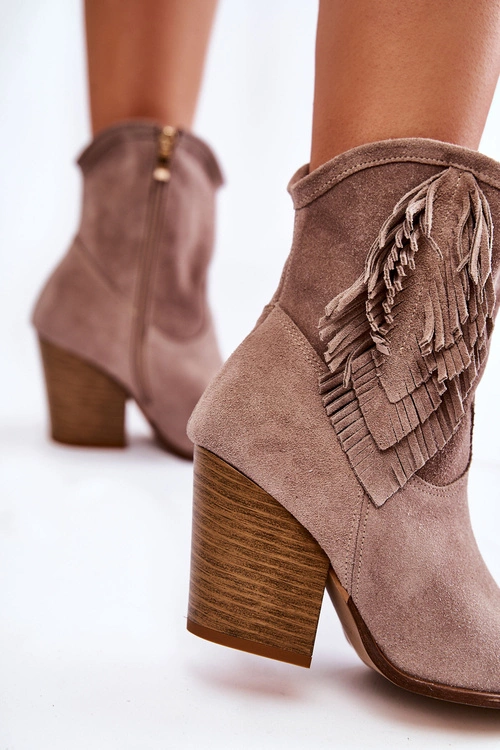 Damskie Zamszowe Botki Lewski Shoes 2808/L Cappucino