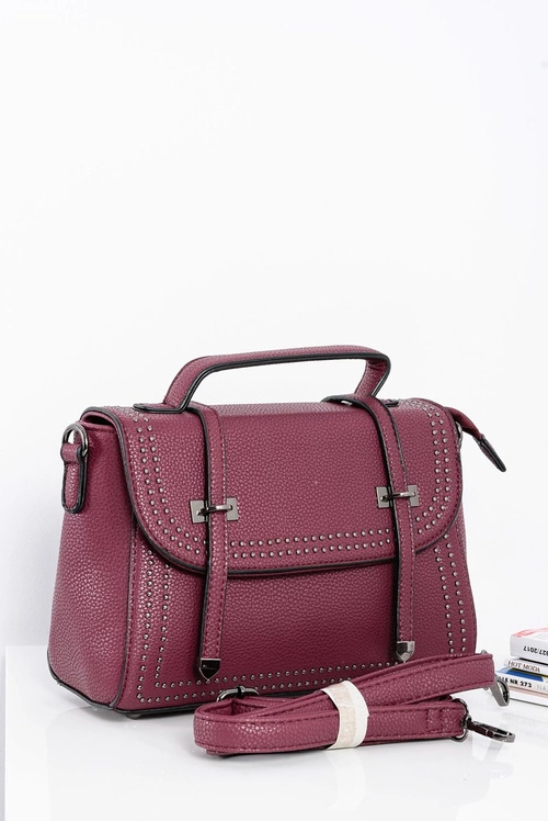 Torebka Damska Listonoszka Kuferek Dżety Bordowa