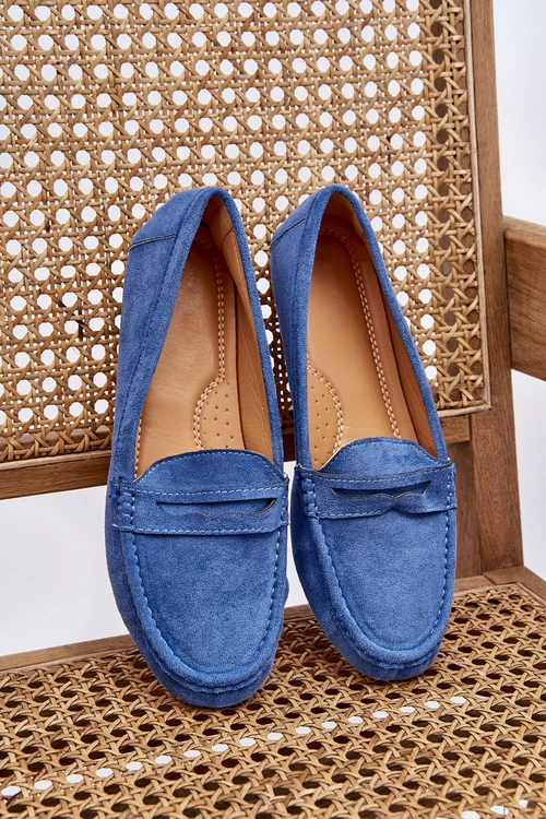 Damskie Klasyczne Zamszowe Mokasyny Niebieskie Ivana