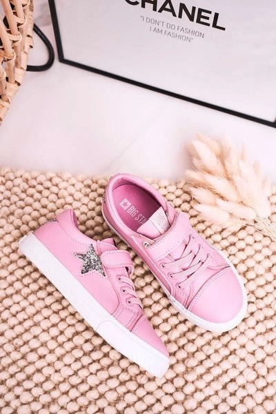Dziecięce Skórzane Trampki Z Gwiazdą BIG STAR DD374104 Różowe