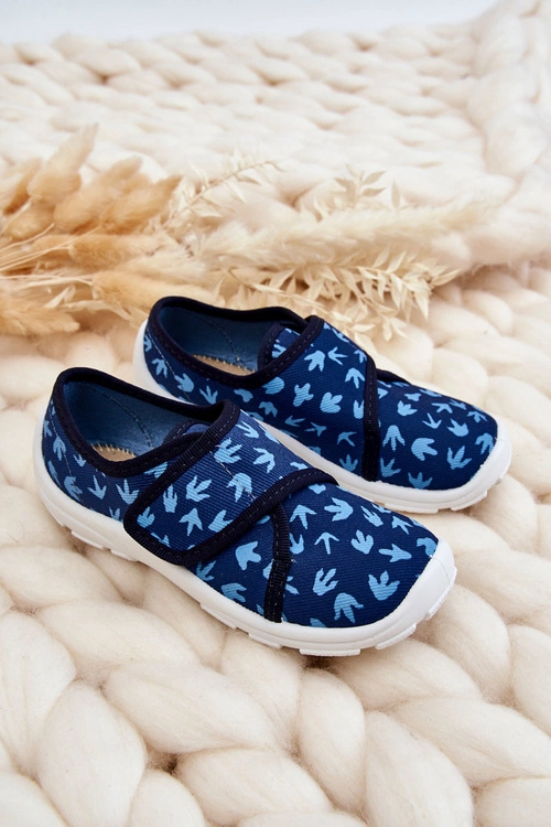 Dziecięce Papcie Befado Ślady Dinozaura 974X476 Granatowe