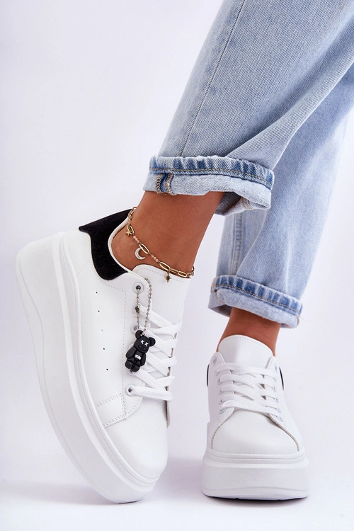 Damskie Buty Sportowe Na Masywnej Platformie Biało-Czarne Mariell