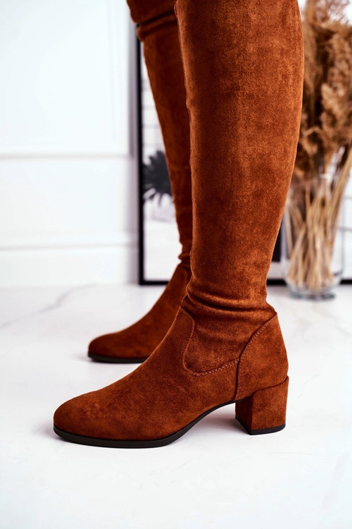 Damskie kozaki Sergio Leone lycra camel KZ281