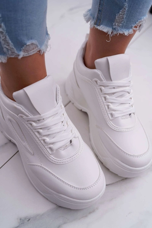 Sportowe Damskie Buty Wysoka Podeszwa Białe Louder