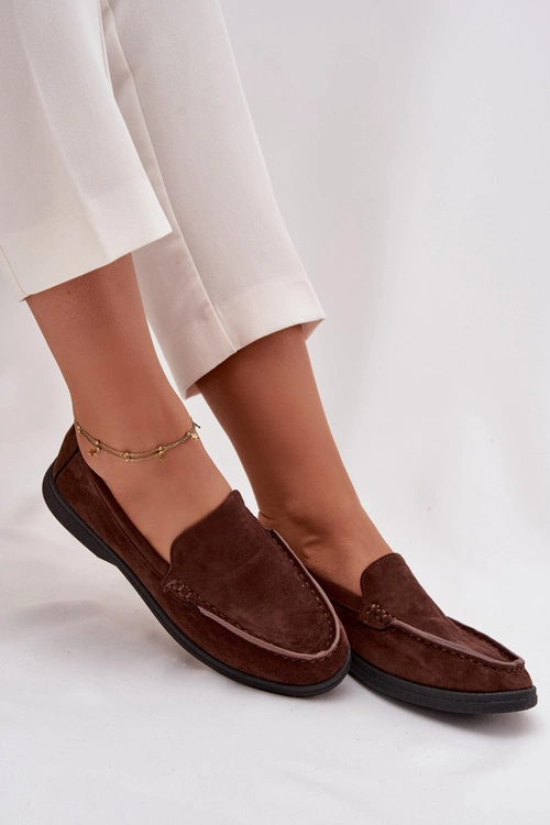 Mokasyny Damskie Z Eko Zamszu Czekoladowe Tynara