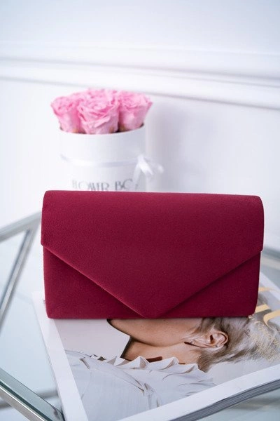 Damska Zamszowa Torebka Bordowa Kopertówka