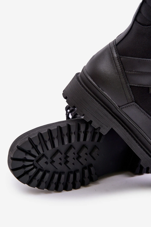 Skórzane Trapery Botki Męskie Ocieplane Big Star OO174164 Czarne