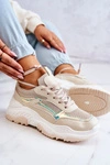 Damskie Błyszczące Sneakersy Beżowe Callisto